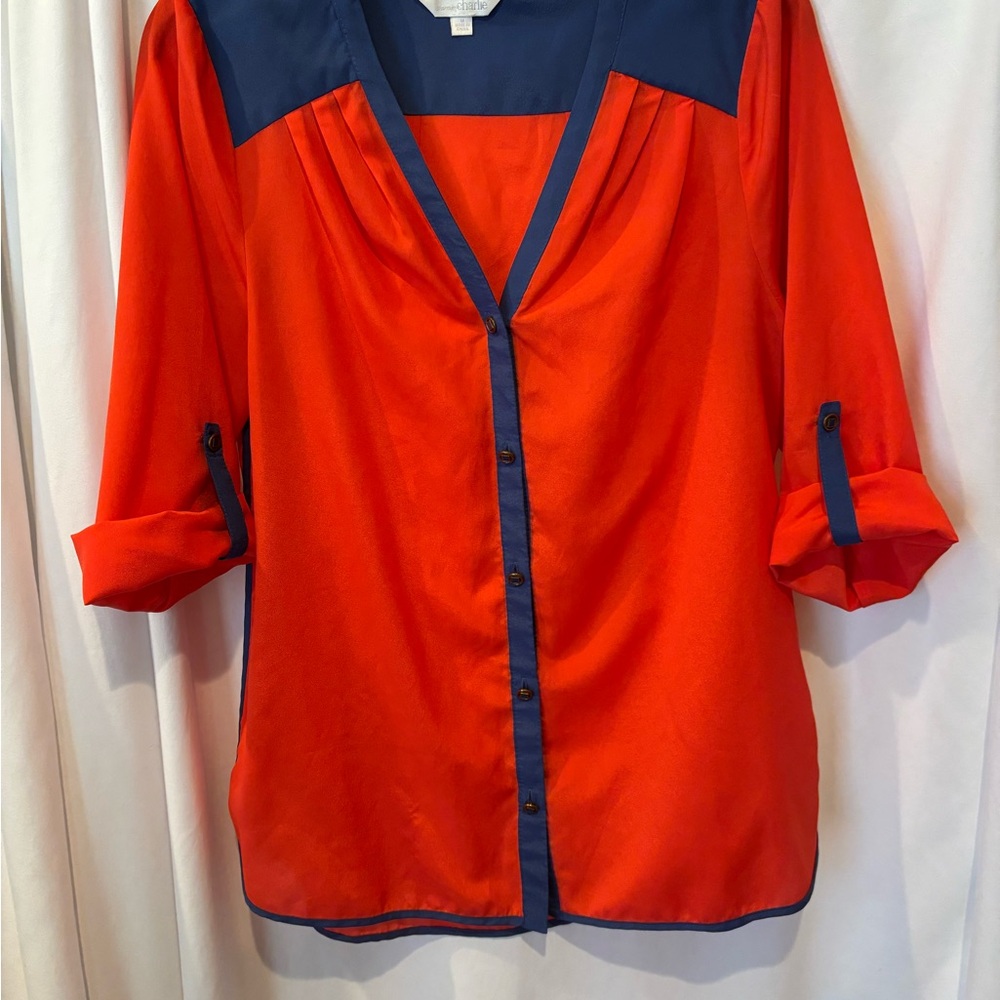 SALE!  Orange and Blue Button-Up Blouse. A Gator Fan’s must!